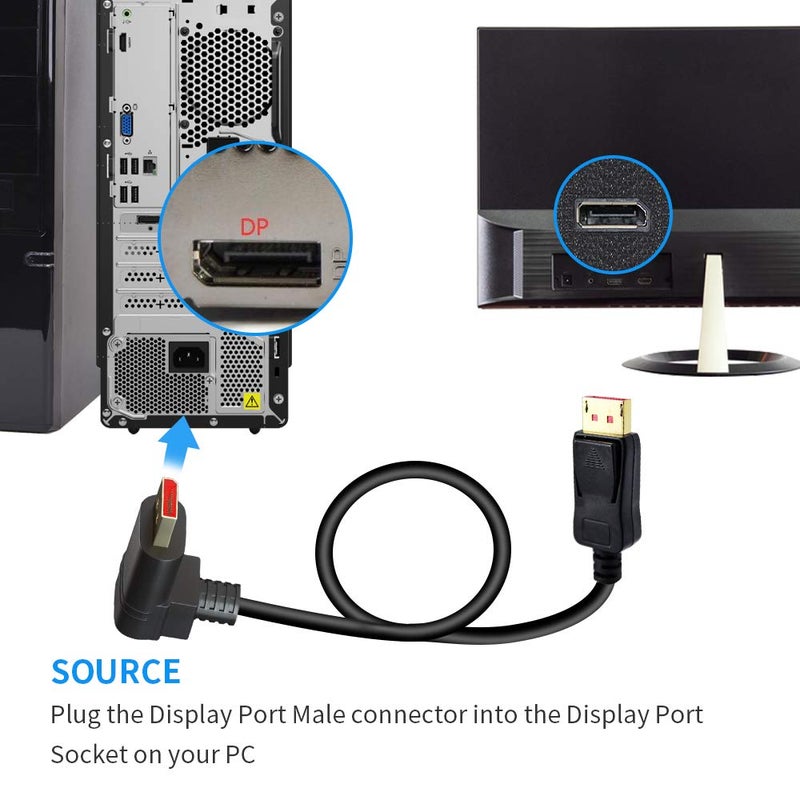 ALYYDBG 8K@60Hz 90 Degree Right Angle DP 1.4 Cable, Male to Male Right Angled Displayport 1.4 Cable Cord 8K@60Hz, 4K@144Hz, 2K@165Hz, 1.8M/6FT - Image 5